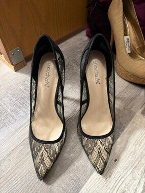 Black Lace Heels – Shoedazzle – Elegant & Sexy 6”